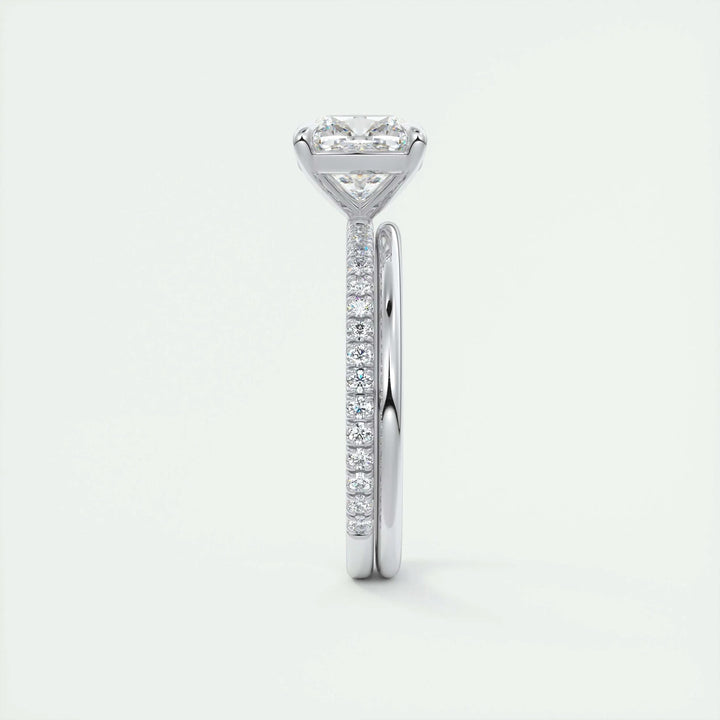 2ct Cushion F- VS1 Lag Grown Diamond Pave Engagement Ring