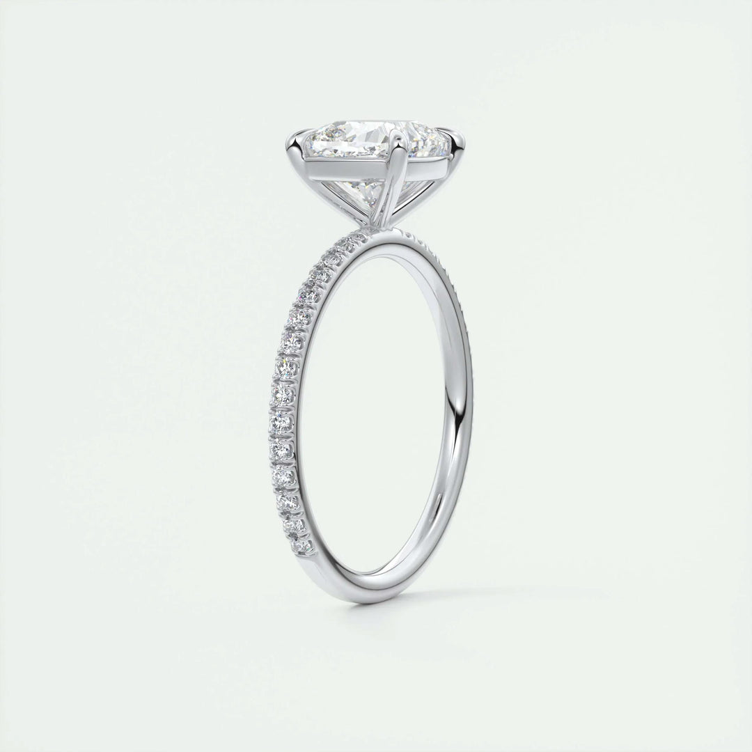 2ct Cushion F- VS1 Lag Grown Diamond Pave Engagement Ring
