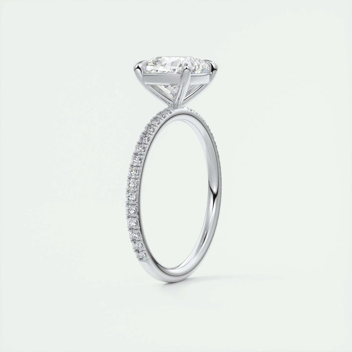 2ct Cushion F- VS1 Lag Grown Diamond Pave Engagement Ring