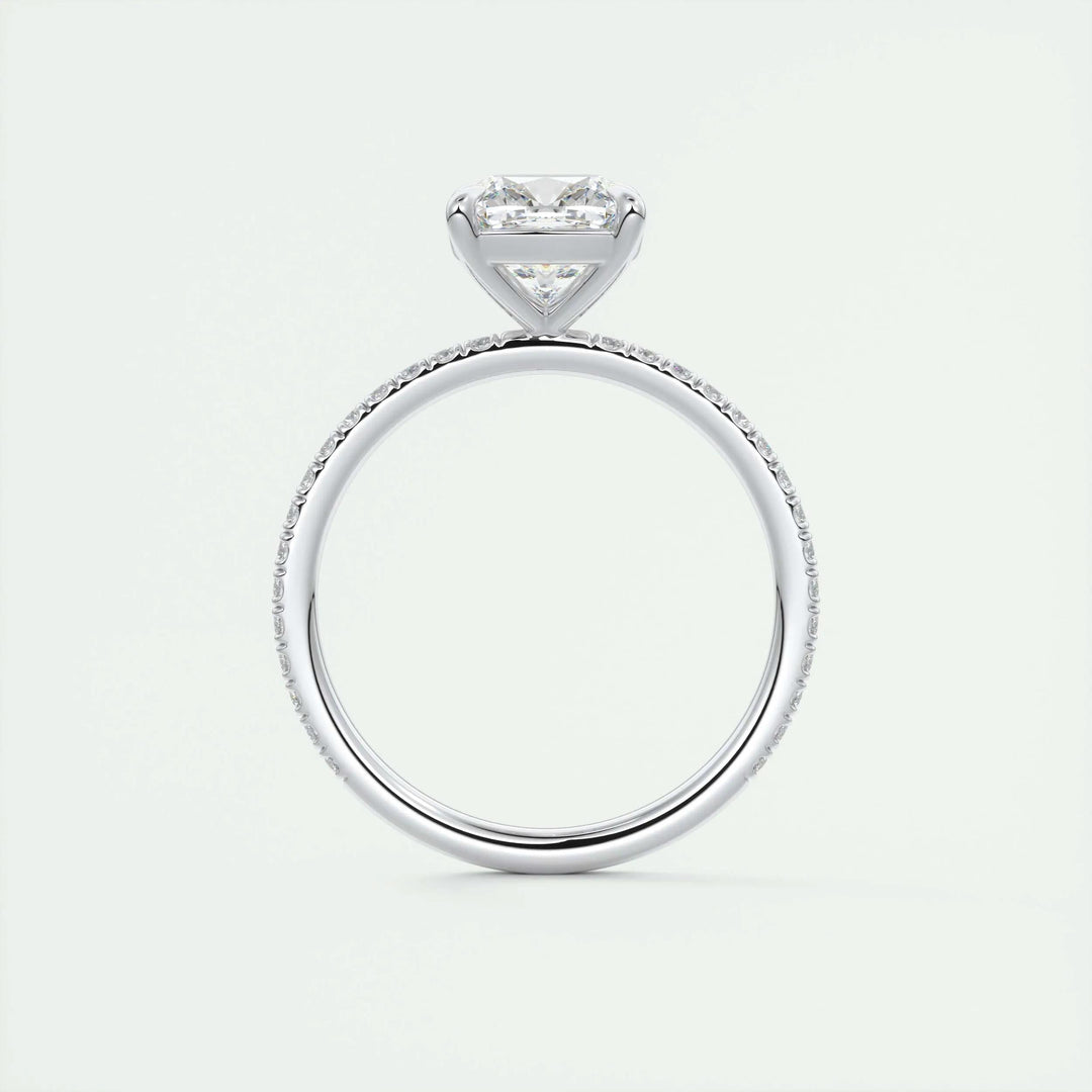 2ct Cushion F- VS1 Lag Grown Diamond Pave Engagement Ring