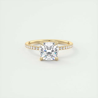 2ct Cushion F- VS1 Lag Grown Diamond Pave Engagement Ring