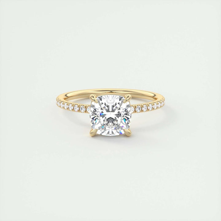 2ct Cushion F- VS1 Lag Grown Diamond Pave Engagement Ring