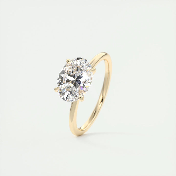 2ct East West Oval F- VS1 Lag Grown Diamond Solitaire Engagement Ring