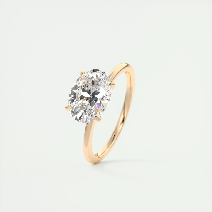 2ct East West Oval F- VS1 Lag Grown Diamond Solitaire Engagement Ring