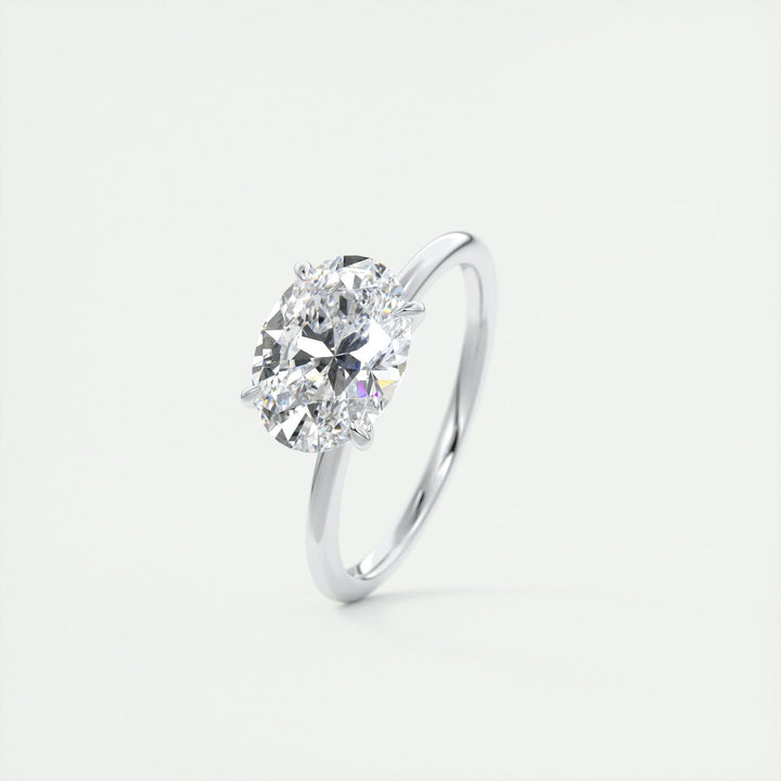 2ct East West Oval F- VS1 Lag Grown Diamond Solitaire Engagement Ring