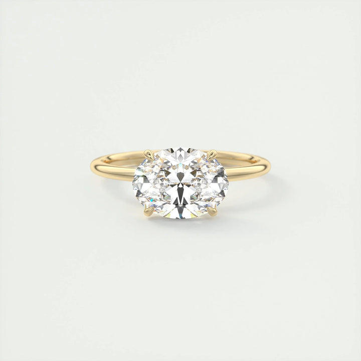 2ct East West Oval F- VS1 Lag Grown Diamond Solitaire Engagement Ring