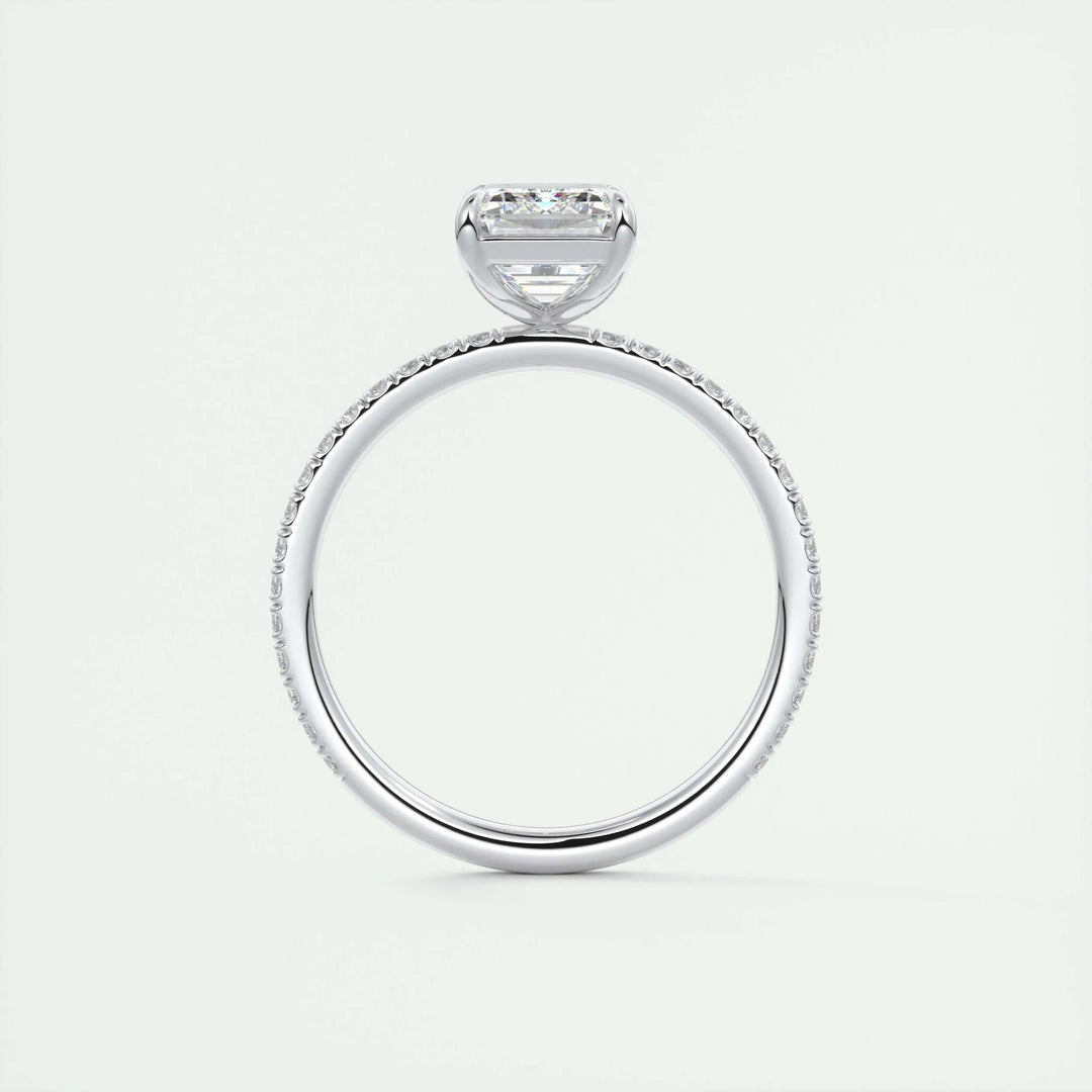 2ct Emerald F- VS1 Lag Grown Diamond Pave Engagement Ring