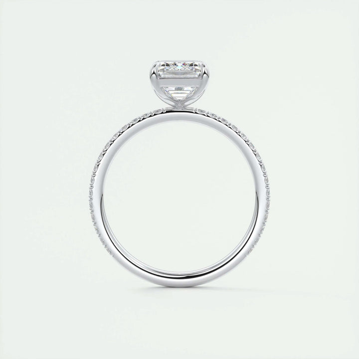 2ct Emerald F- VS1 Lag Grown Diamond Pave Engagement Ring
