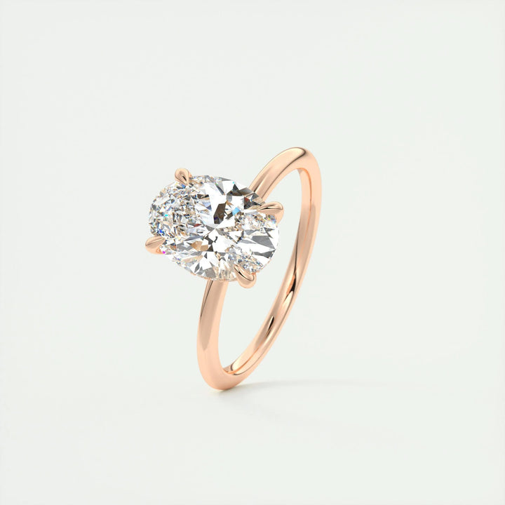 2ct Oval F- VS1 Lab Grown Diamond Hidden Halo Engagement Ring