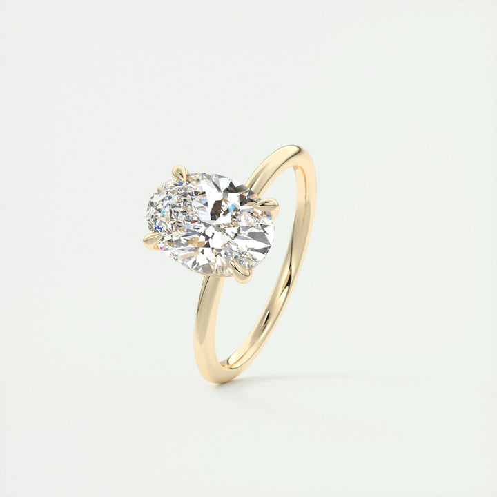 2ct Oval F- VS1 Lab Grown Diamond Hidden Halo Engagement Ring