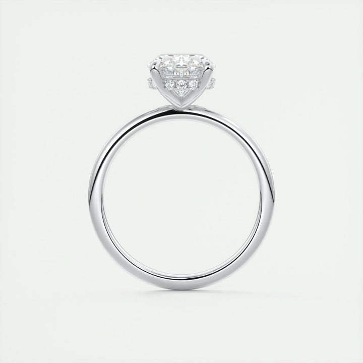 2ct Oval F- VS1 Lab Grown Diamond Hidden Halo Engagement Ring
