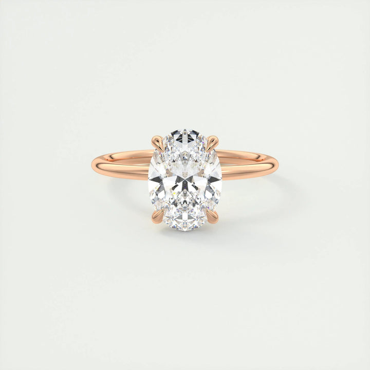 2ct Oval F- VS1 Lab Grown Diamond Hidden Halo Engagement Ring