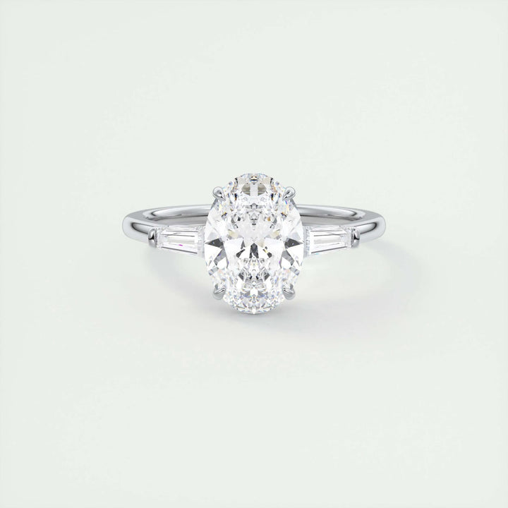 2ct Oval F- VS1 Lab Grown Diamond Three Stones Engagement Ring