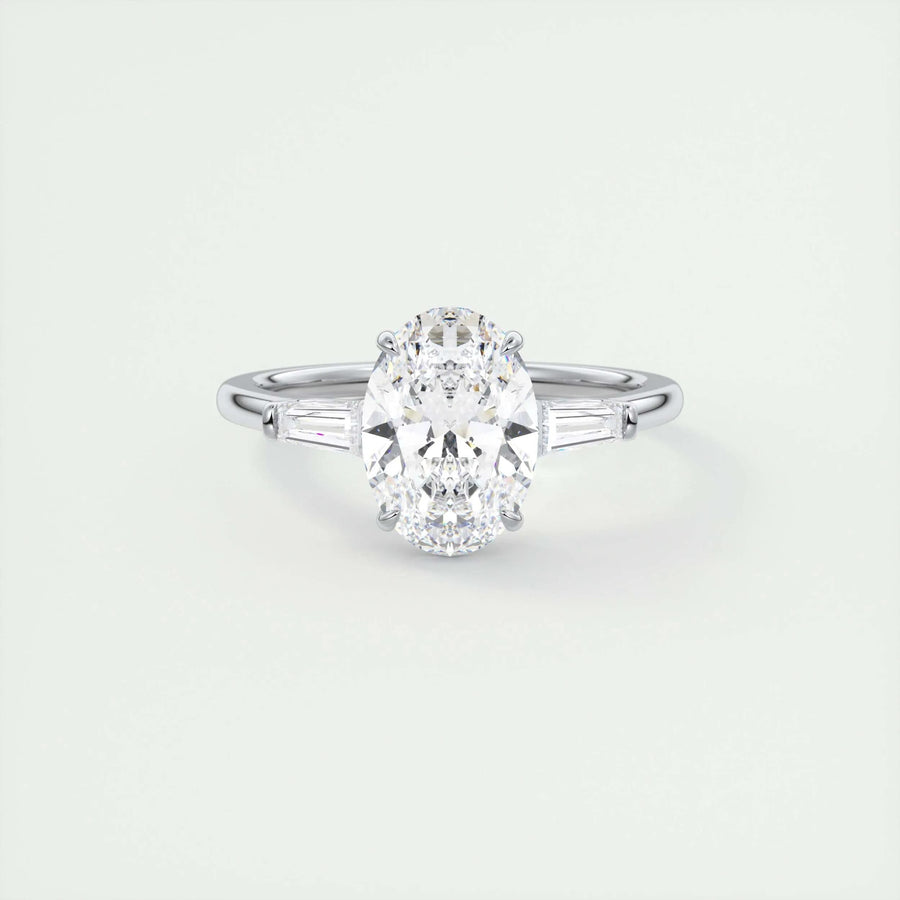 2ct Oval F- VS1 Lab Grown Diamond Three Stones Engagement Ring