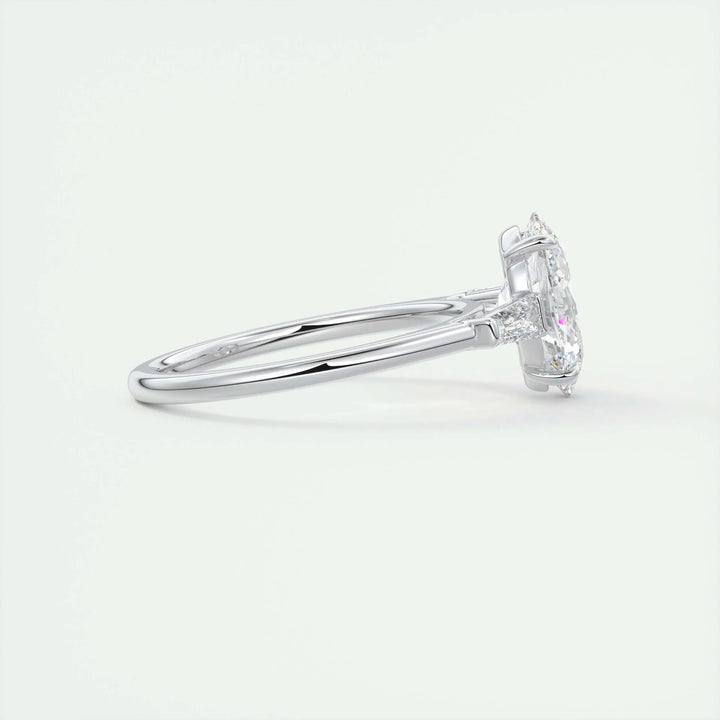 2ct Oval F- VS1 Lab Grown Diamond Three Stones Engagement Ring