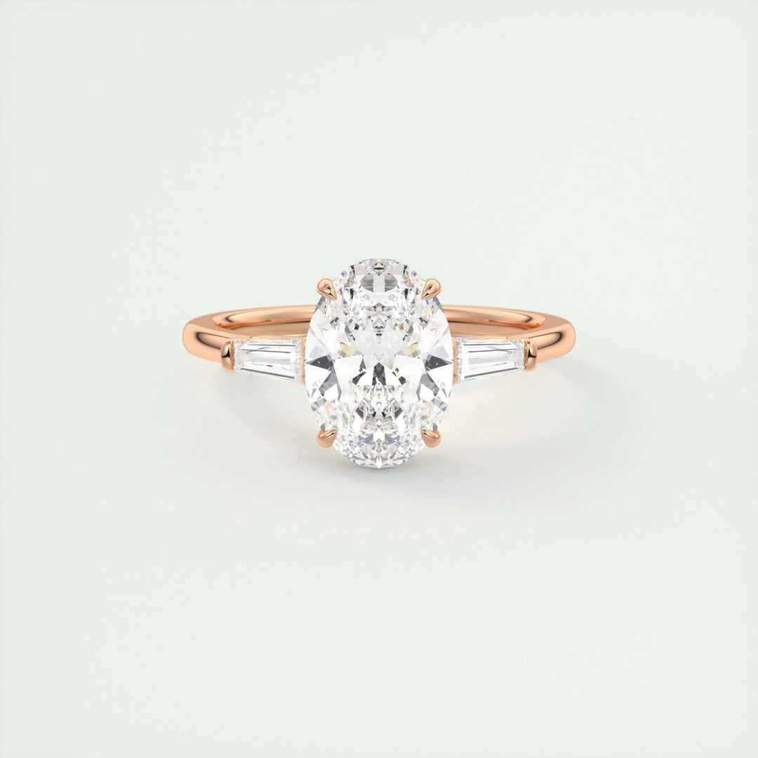 2ct Oval F- VS1 Lab Grown Diamond Three Stones Engagement Ring