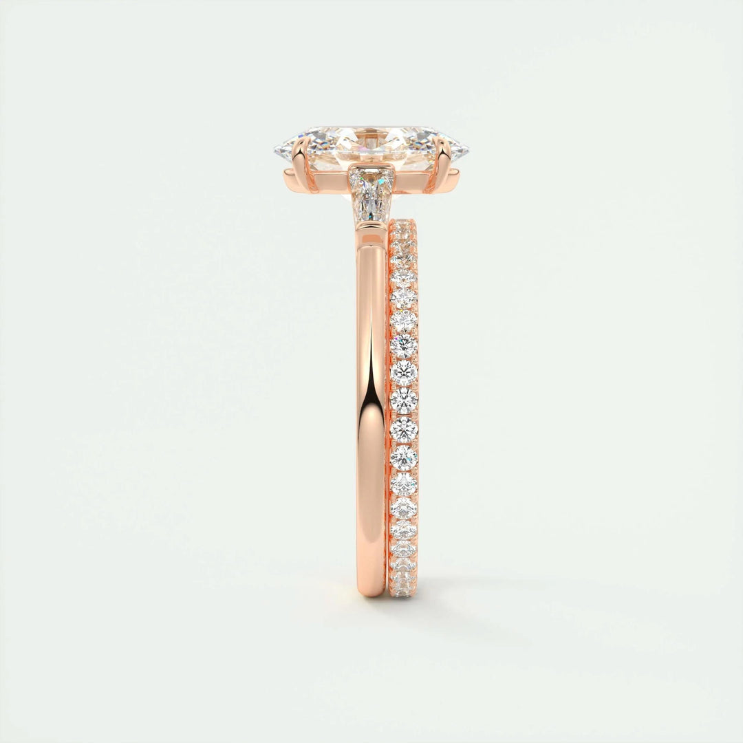 2ct Oval F- VS1 Lab Grown Diamond Three Stones Engagement Ring