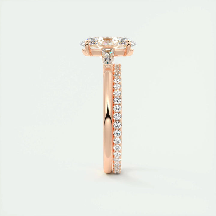 2ct Oval F- VS1 Lab Grown Diamond Three Stones Engagement Ring