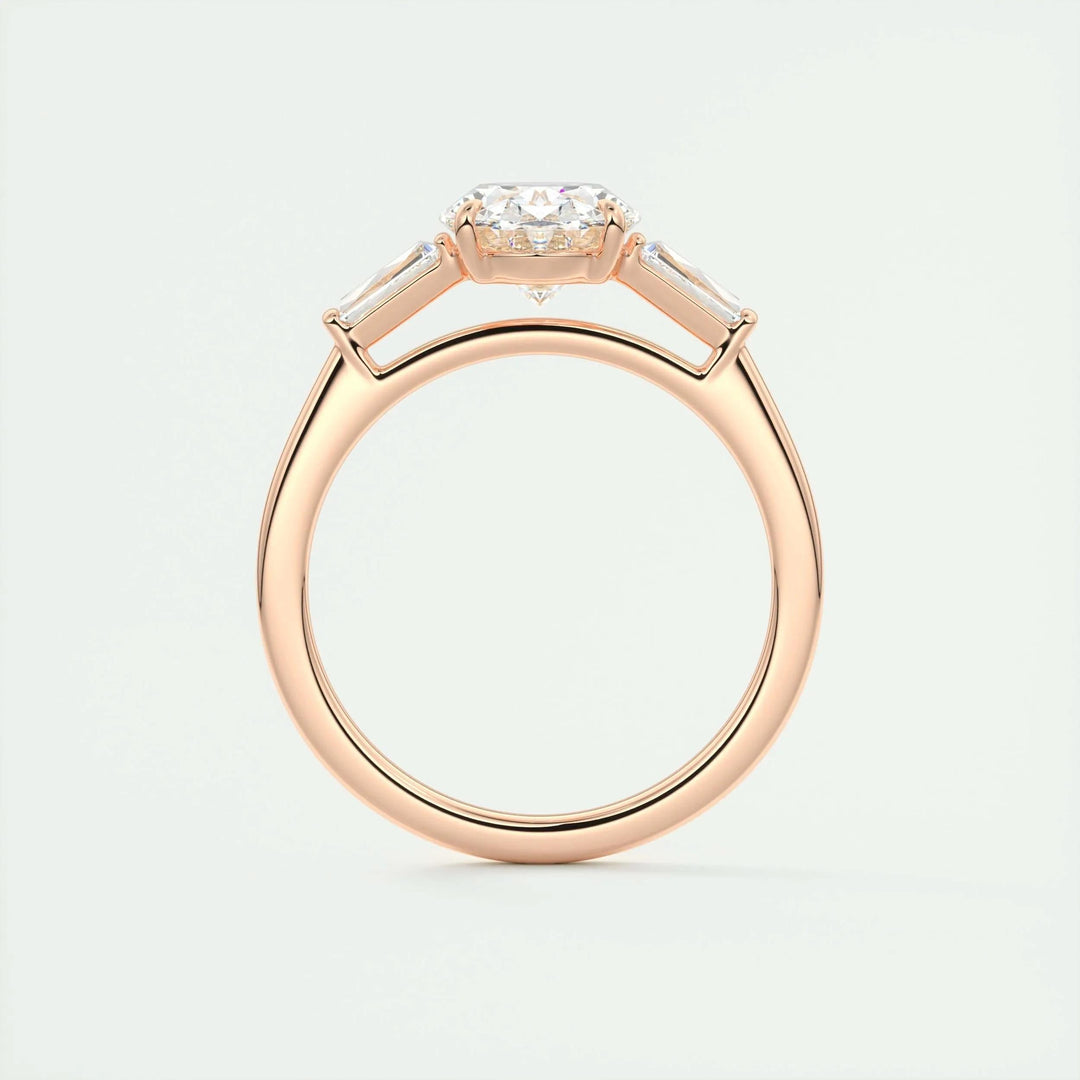 2ct Oval F- VS1 Lab Grown Diamond Three Stones Engagement Ring