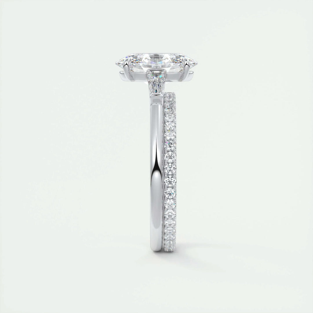 2ct Oval F- VS1 Lab Grown Diamond Three Stones Engagement Ring