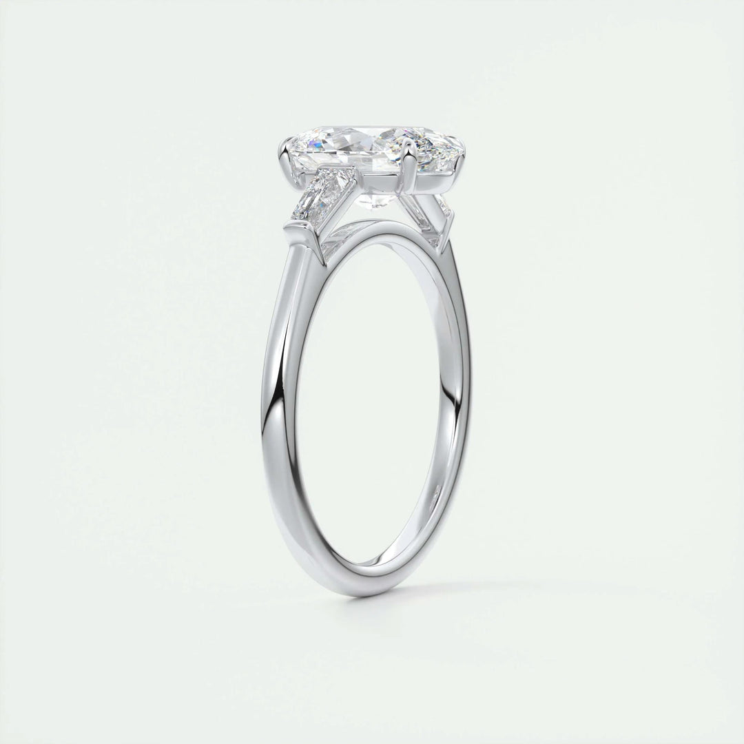 2ct Oval F- VS1 Lab Grown Diamond Three Stones Engagement Ring