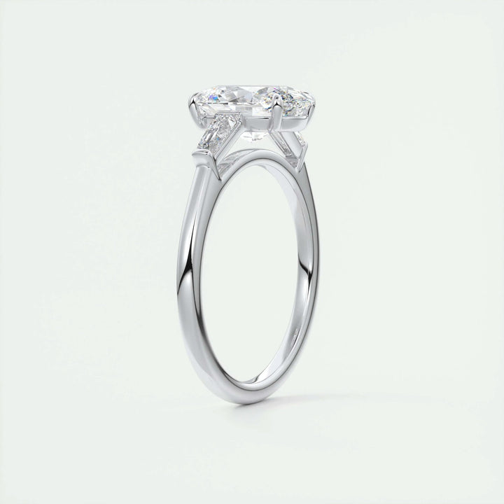 2ct Oval F- VS1 Lab Grown Diamond Three Stones Engagement Ring