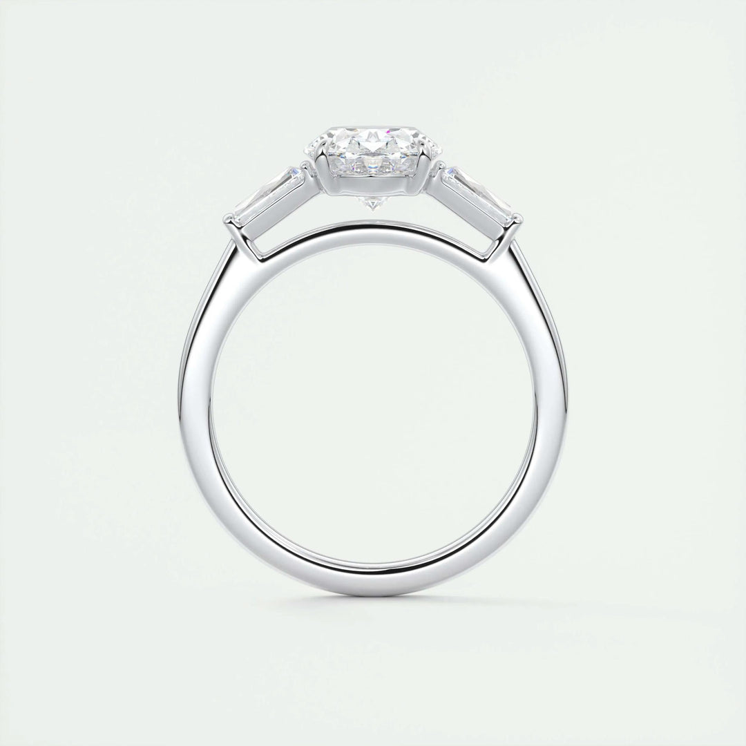 2ct Oval F- VS1 Lab Grown Diamond Three Stones Engagement Ring