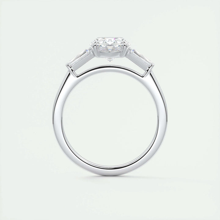 2ct Oval F- VS1 Lab Grown Diamond Three Stones Engagement Ring