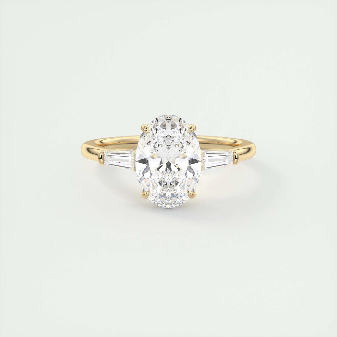 2ct Oval F- VS1 Lab Grown Diamond Three Stones Engagement Ring