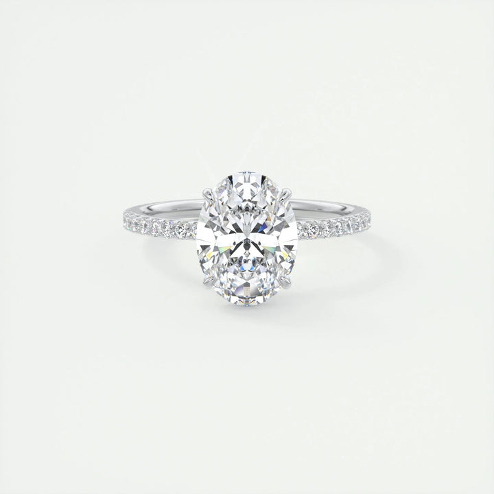 2ct Oval F- VS1 Lag Grown Diamond Pave Engagement Ring