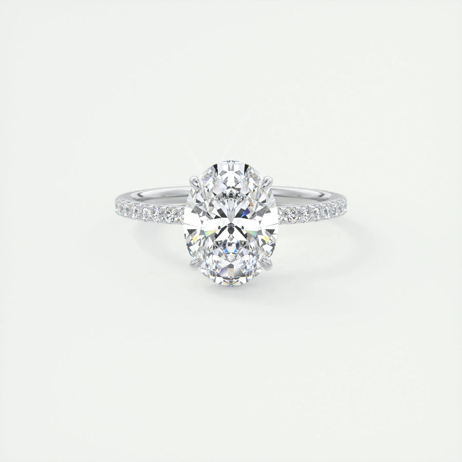 2ct Oval F- VS1 Lag Grown Diamond Pave Engagement Ring