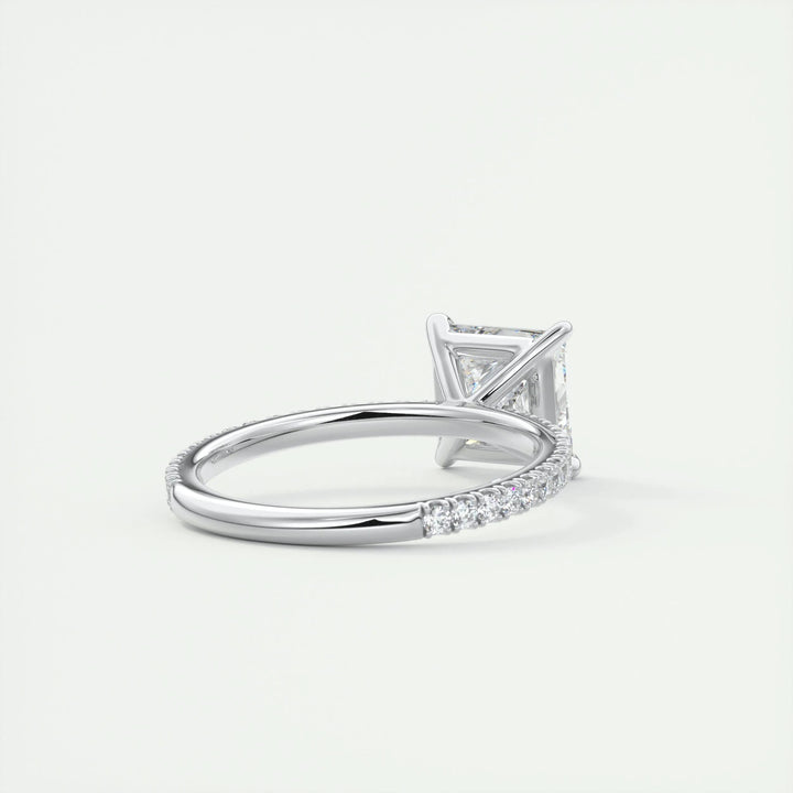 2ct Princess F- VS1 Lab Grown Diamond Pave Engagement Ring
