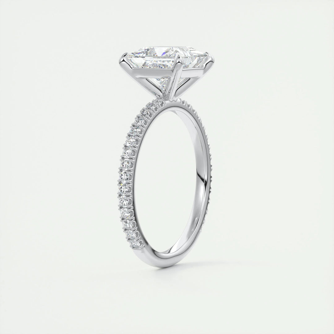 2ct Princess F- VS1 Lab Grown Diamond Pave Engagement Ring