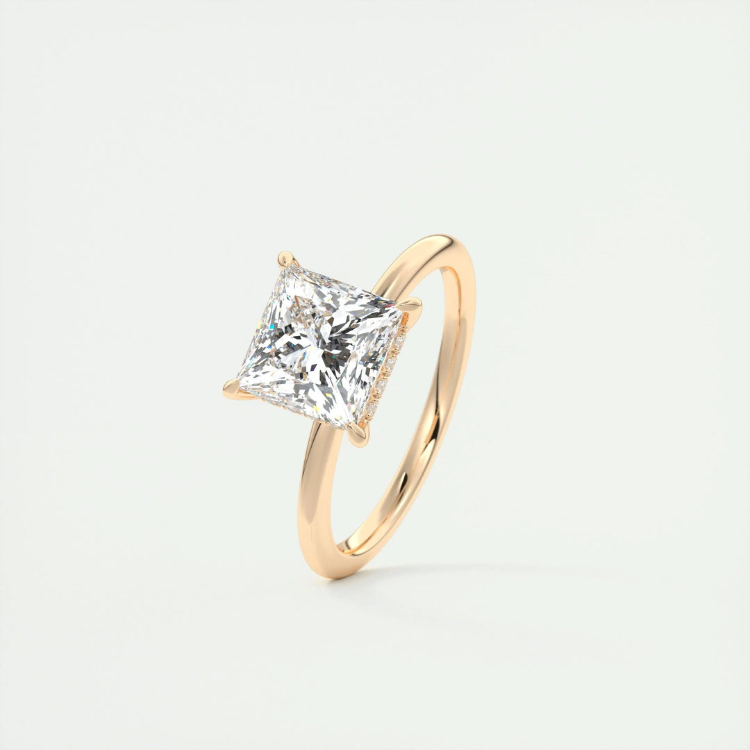 2ct Princess Hidden Halo F- VS1 Lab Grown Diamond Engagement Ring
