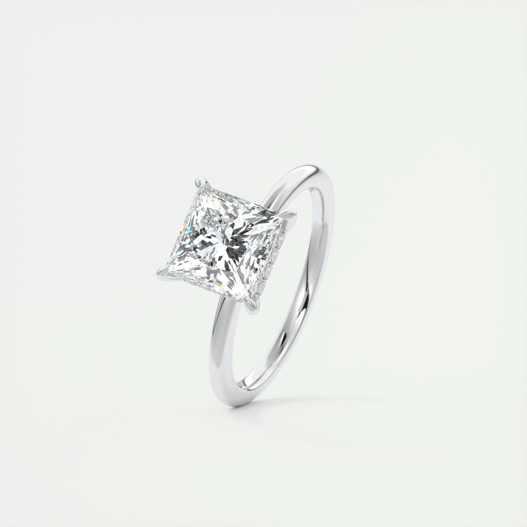 2ct Princess Hidden Halo F- VS1 Lab Grown Diamond Engagement Ring