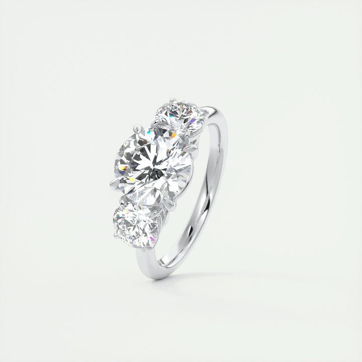 2ct Round Cut Three Stone F- VS1 Diamond Lab Grown Engagement Ring