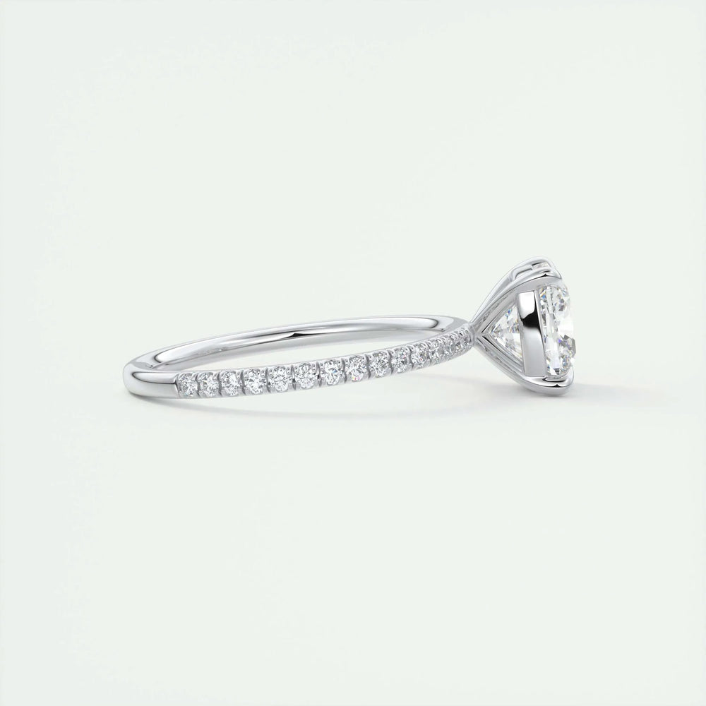 2ct Cushion F- VS1 Lag Grown Diamond Pave Engagement Ring