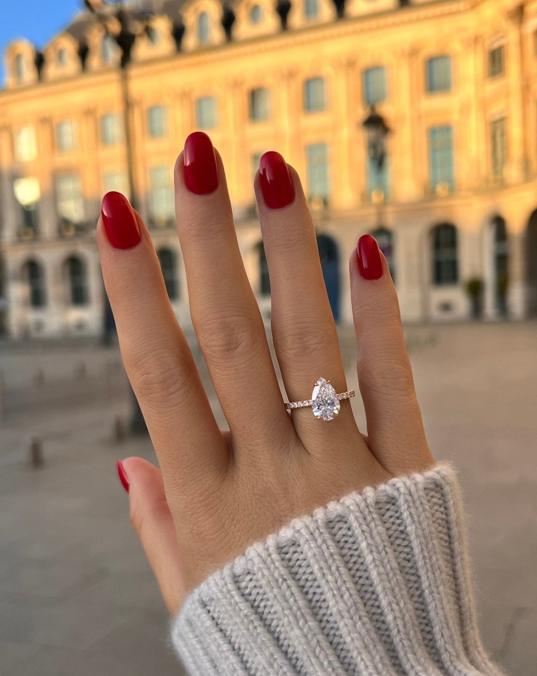 pear F VS1 diamond engagement ring for women