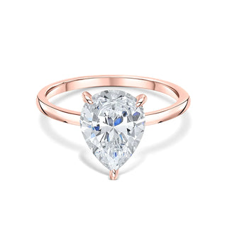 1.33CT Pear Solitaire With Hidden Halo Setting Moissanite Engagement Ring