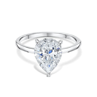 1.33CT Pear Solitaire With Hidden Halo Setting Moissanite Engagement Ring