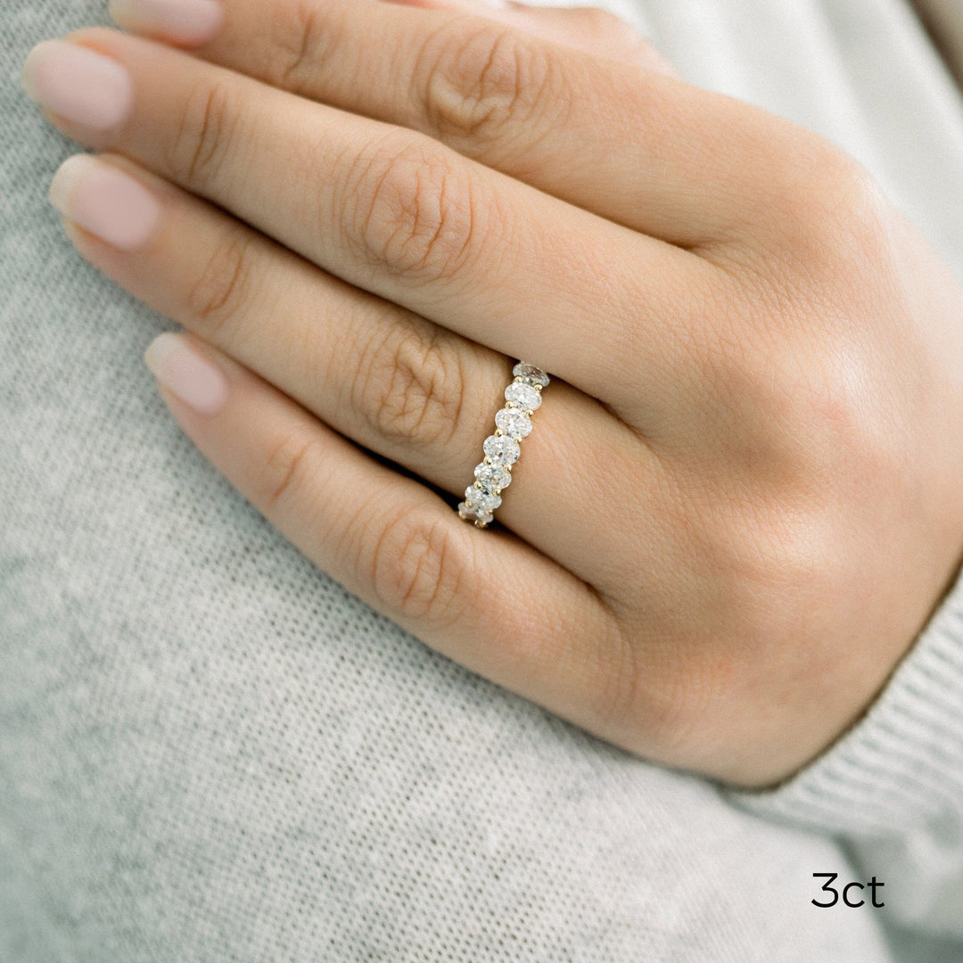 4.0mm Oval Cut Moissanite Full Eternity Wedding Band