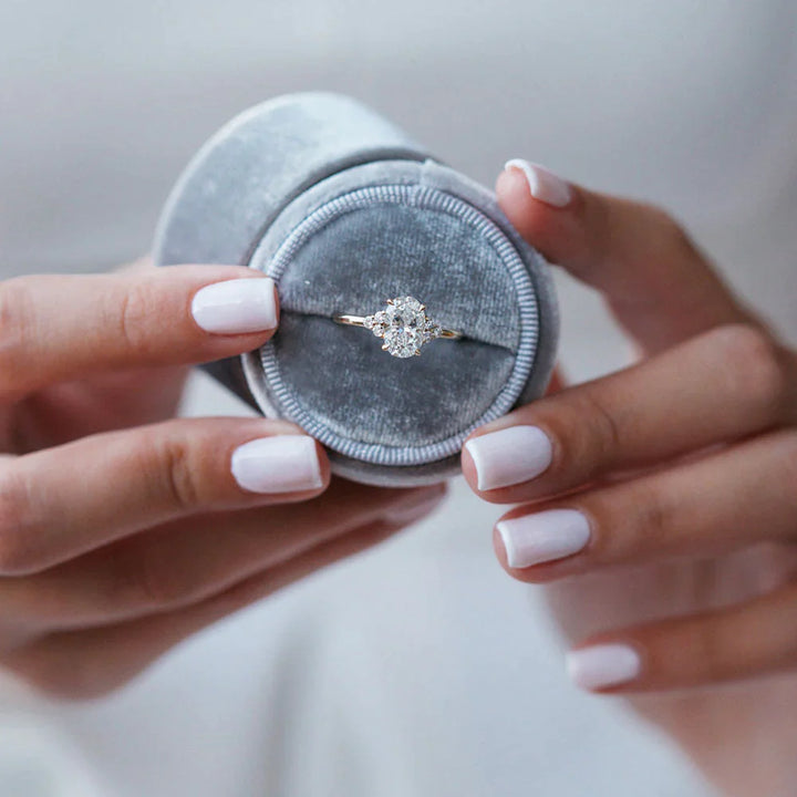 1.5 CT Oval Cut Cluster Moissanite Diamond Engagement Ring