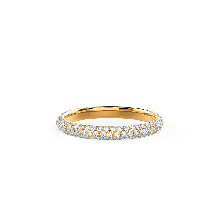 2.0mm Round Brilliant Cut 3 Side Pave Diamond Wedding Band