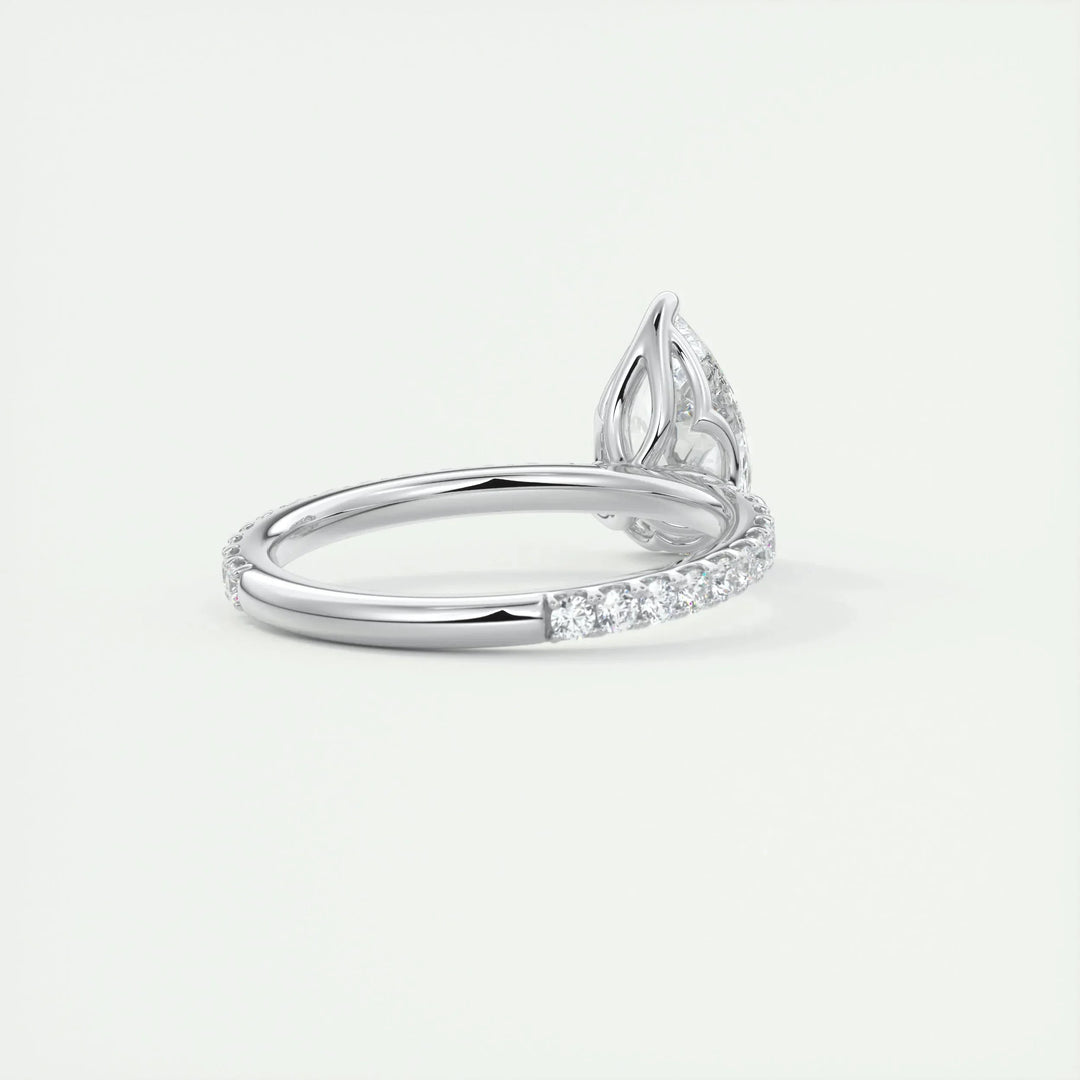 1.93CT Pear Solitaire Pave Moissanite Engagement Ring