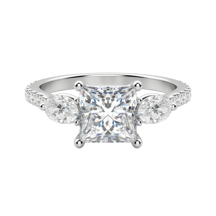 2.78CT Princess Cut 3 Stone Diamond Moissanite Engagement Ring