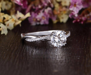 1.60CT Round Cut Twisted Pave Setting Moissanite Engagement Ring