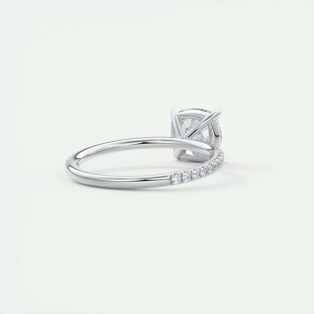2.15 CT Cushion Cut Solitaire Pave Moissanite Engagement Ring
