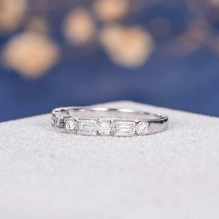 1.5mm Round & Baguette Cut Half Eternity Wedding Band