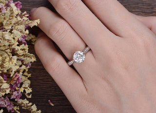 1.60CT Round Cut Solitaire Pave Setting Moissanite Engagement Ring