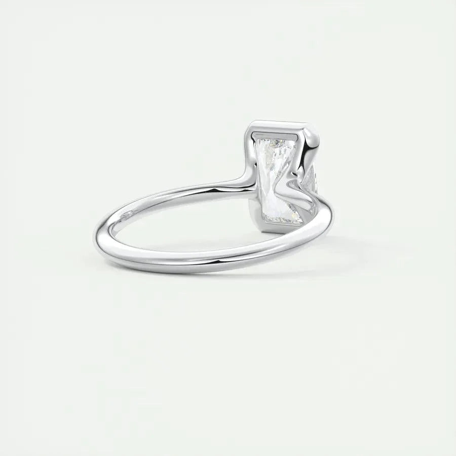 2.10 CT Radiant Solitaire Half Bezel Moissanite Engagement Ring